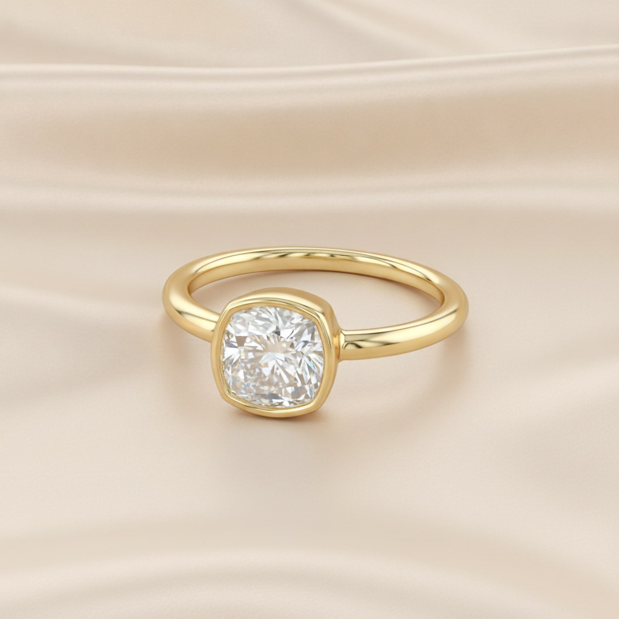 Bezel Set Solitaire Lab Grown Diamond Engagement Ring