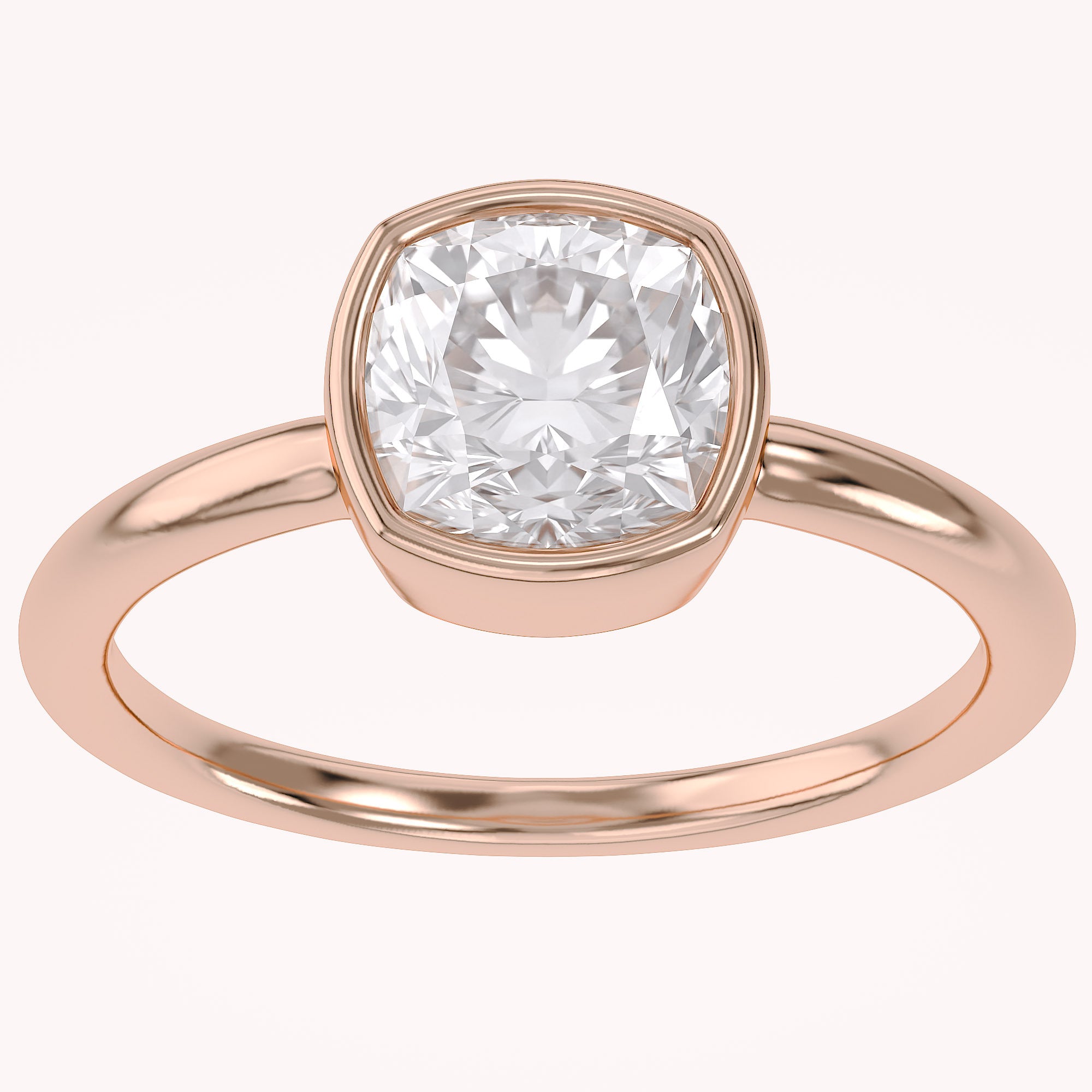Bezel Set Solitaire Lab Grown Diamond Engagement Ring