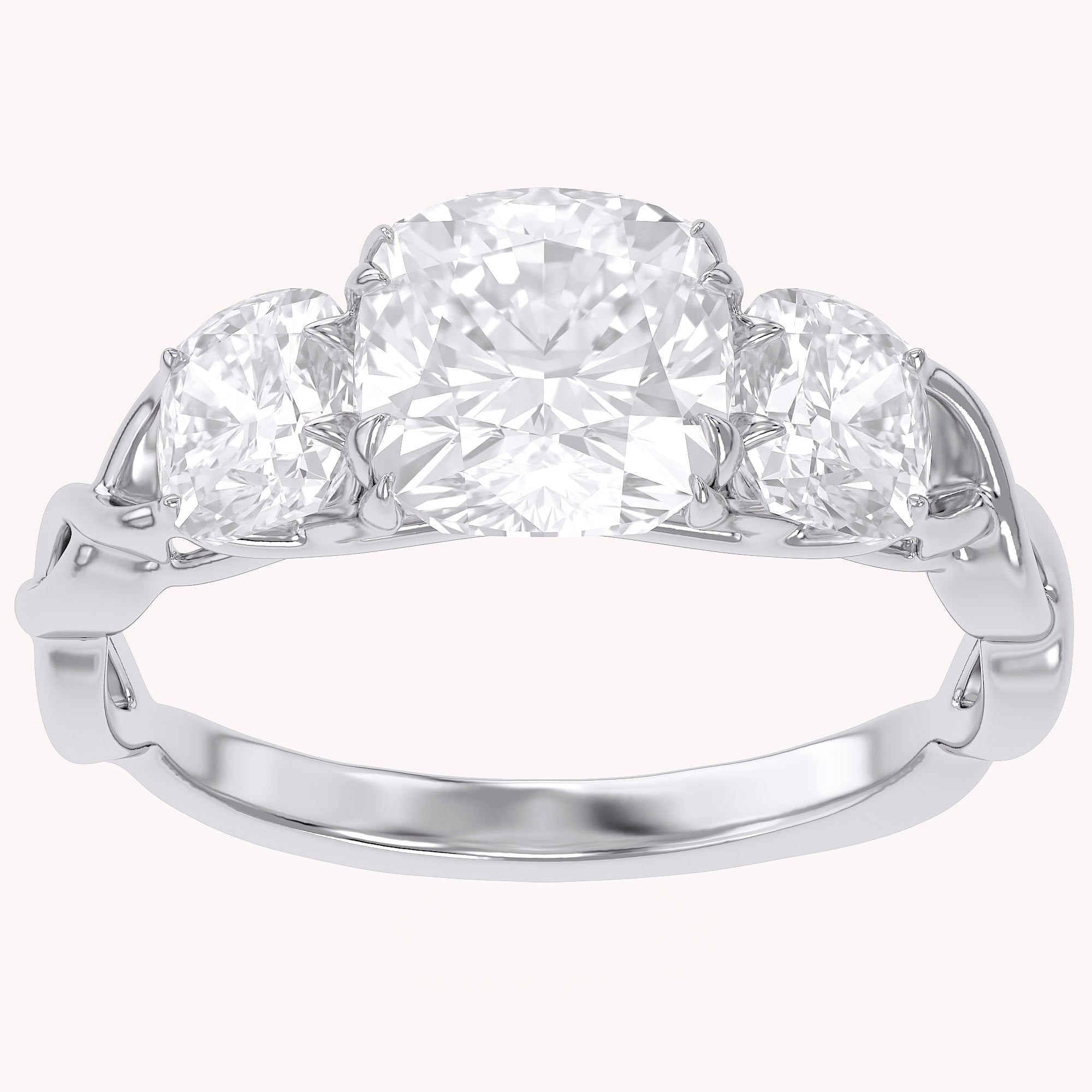 Three Stone Infinity Lab Grown Diamond Engagement Ring