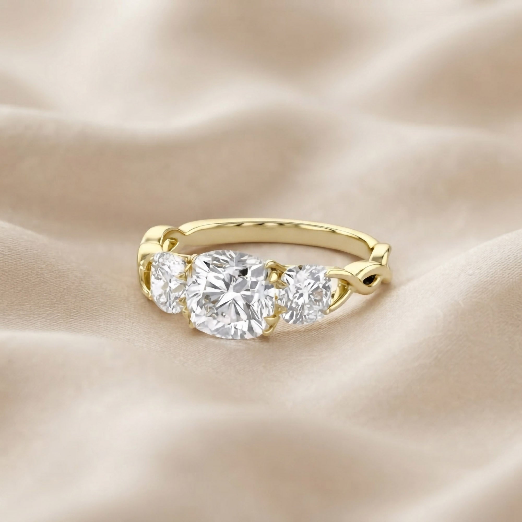 Three Stone Infinity Lab Grown Diamond Engagement Ring