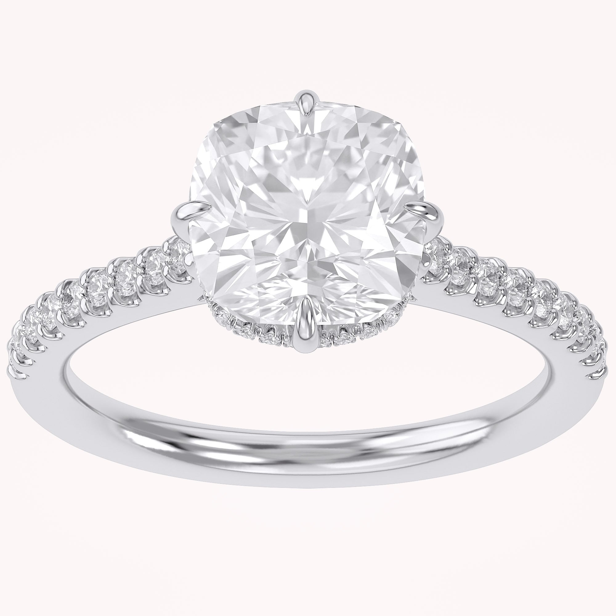Hidden Halo Solitaire Lab Grown Diamond Engagement Ring