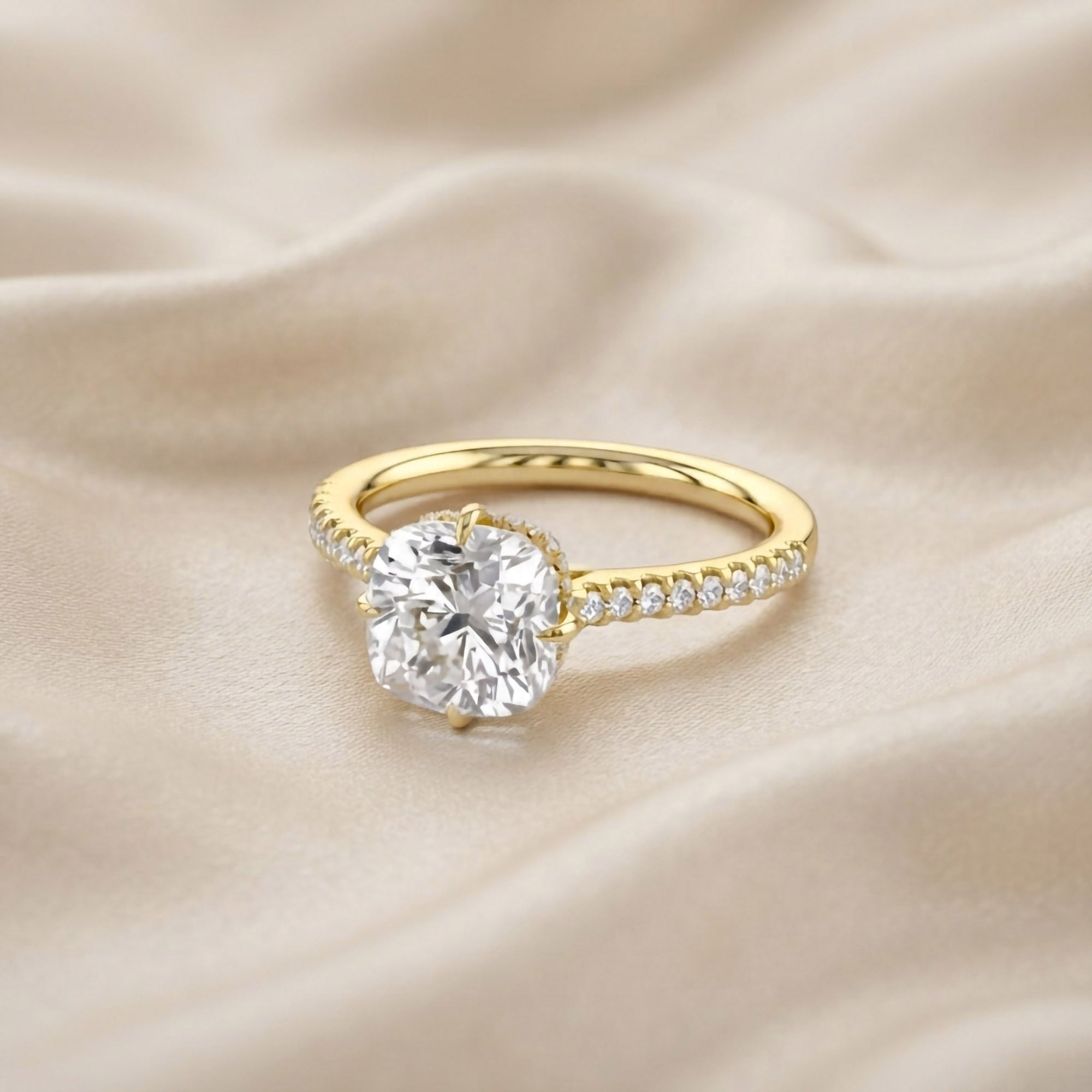 Hidden Halo Solitaire Lab Grown Diamond Engagement Ring