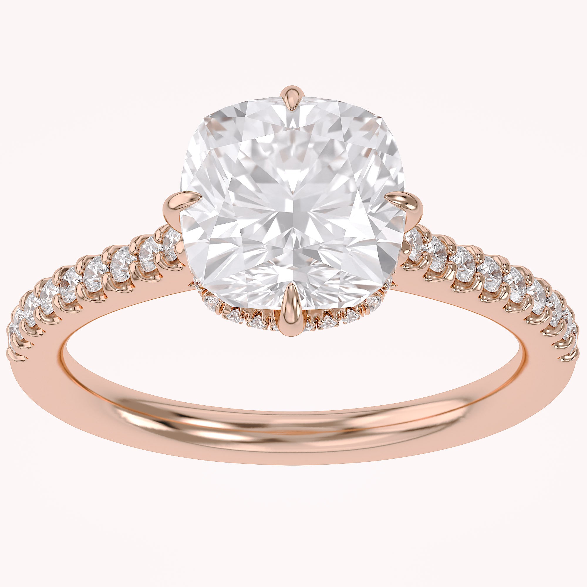 Hidden Halo Solitaire Lab Grown Diamond Engagement Ring