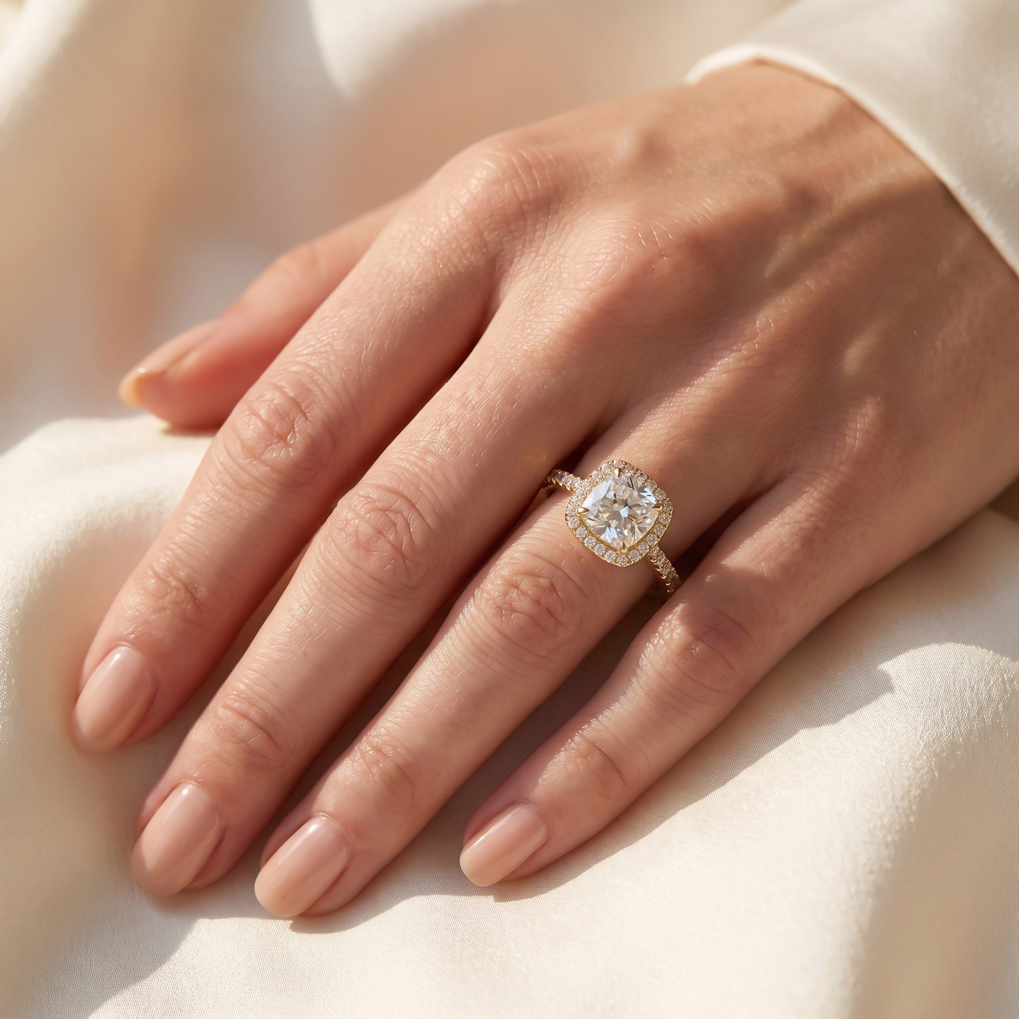Halo Solitaire Lab Grown Diamond Engagement Ring