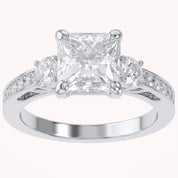 Three Stone Engagement Lab Grown Diamond Ring