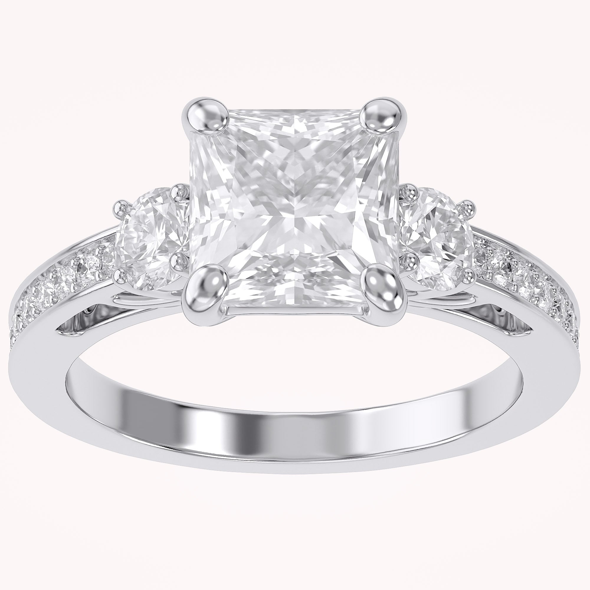 Three Stone Engagement Lab Grown Diamond Ring