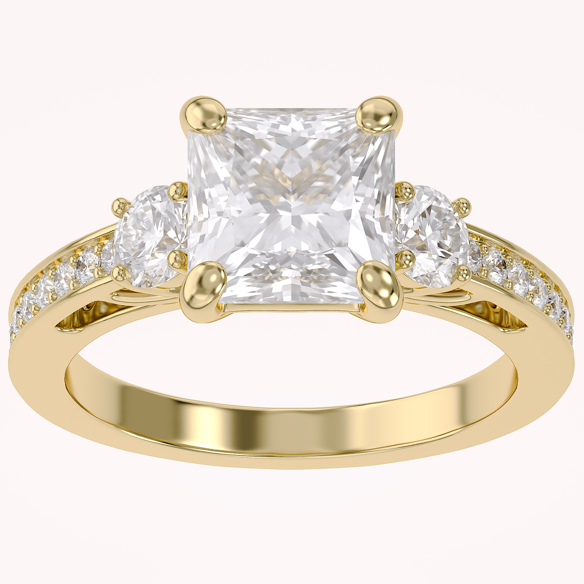 Three Stone Engagement Lab Grown Diamond Ring