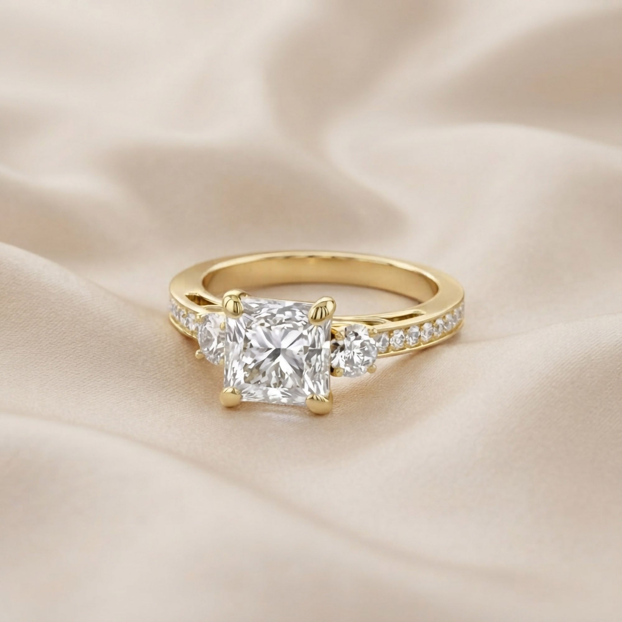 Three Stone Engagement Lab Grown Diamond Ring