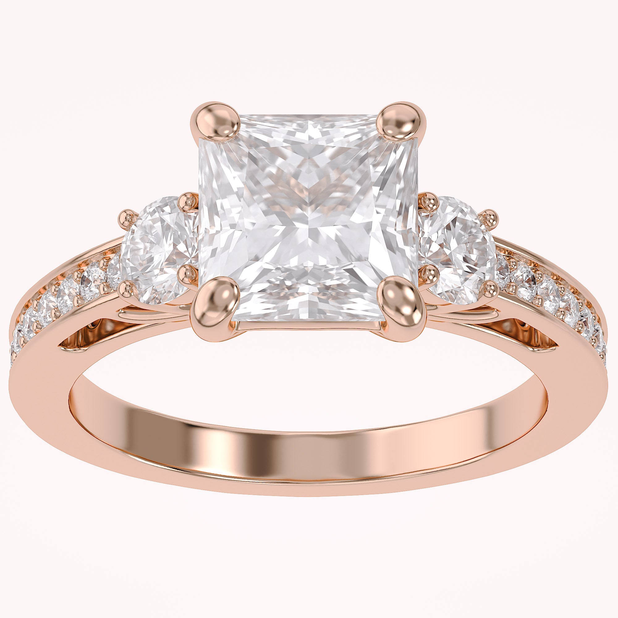 Three Stone Engagement Lab Grown Diamond Ring