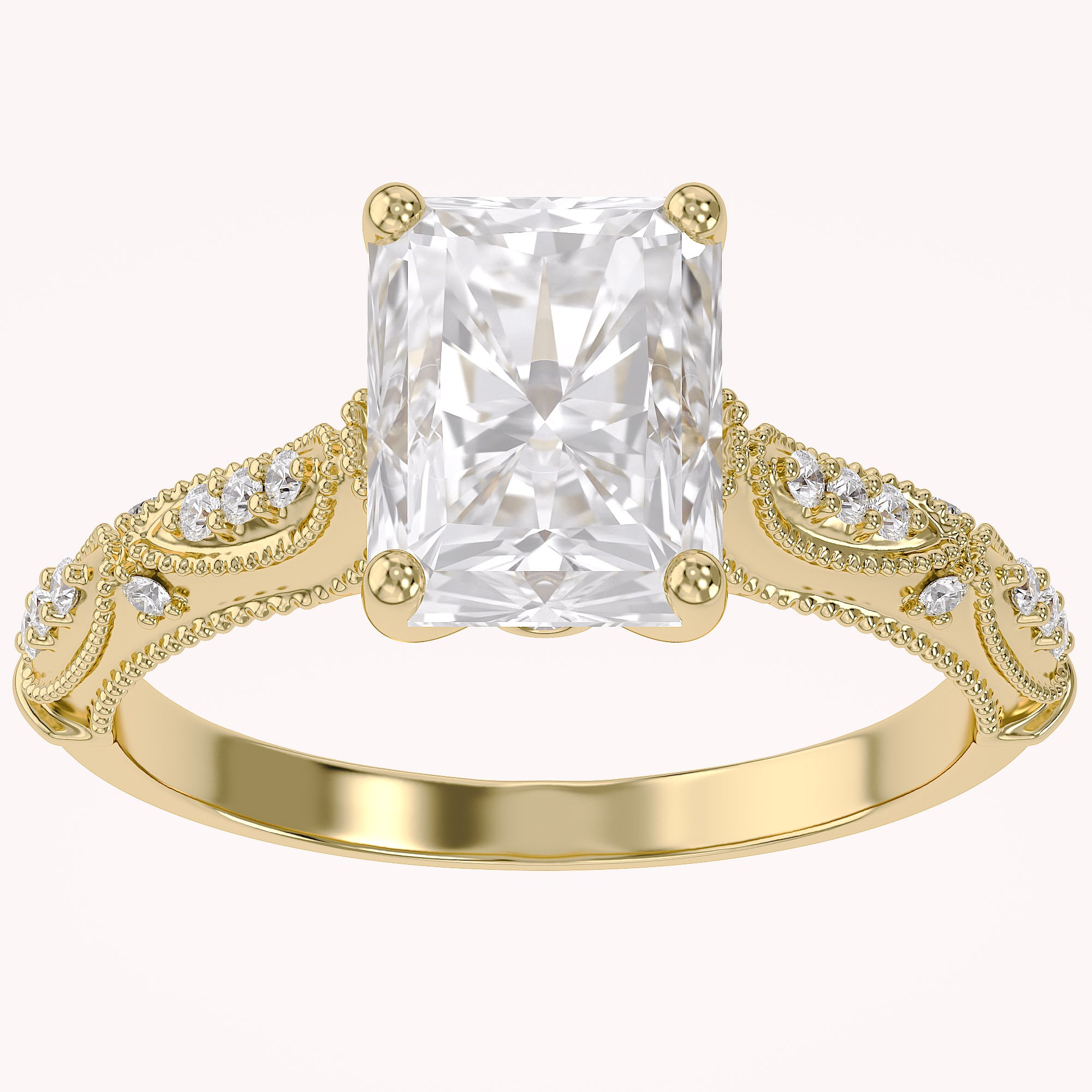Beaded Solitaire Lab Grown Diamond Engagement Ring