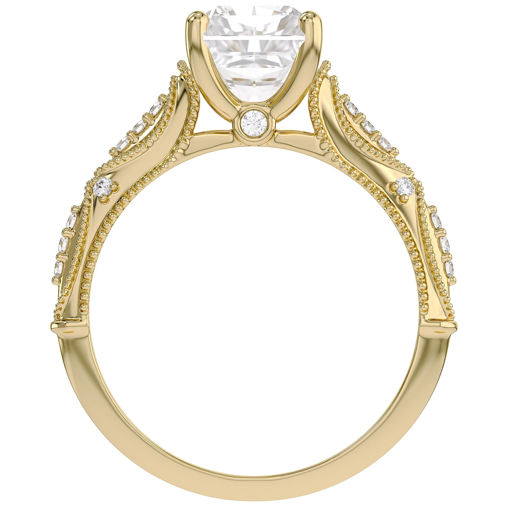 Beaded Solitaire Lab Grown Diamond Engagement Ring