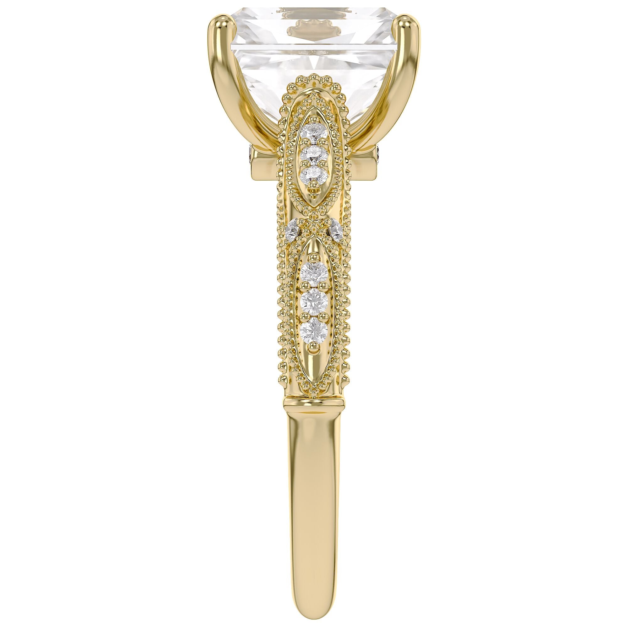 Beaded Solitaire Lab Grown Diamond Engagement Ring