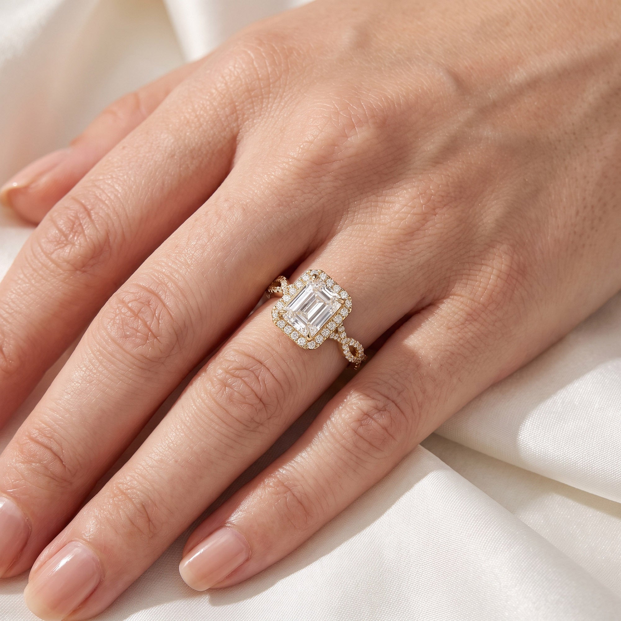 Infinity Halo Solitaire Lab Grown Diamond Engagement Ring