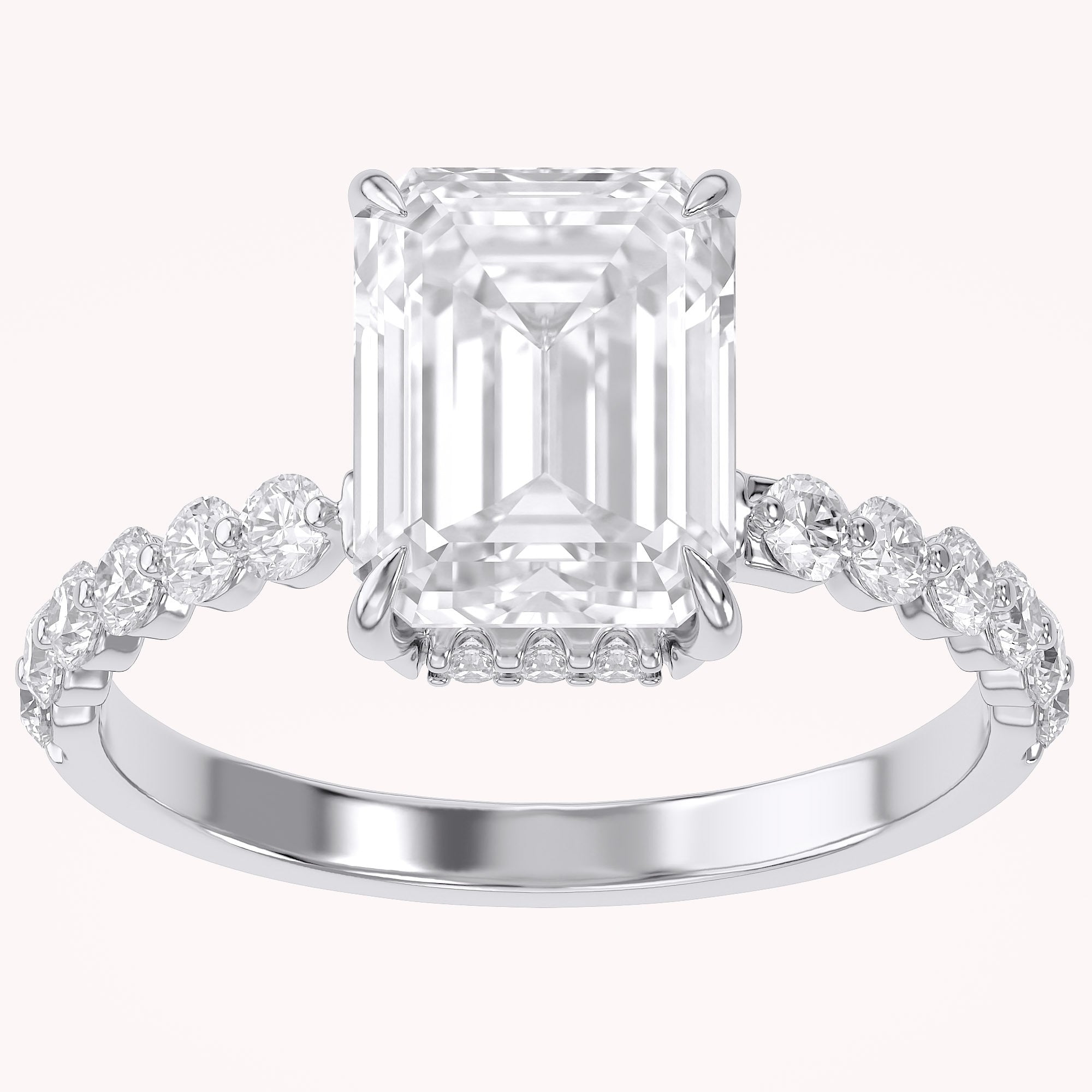 Half Eternity Solitaire Lab Grown Diamond Engagement Ring