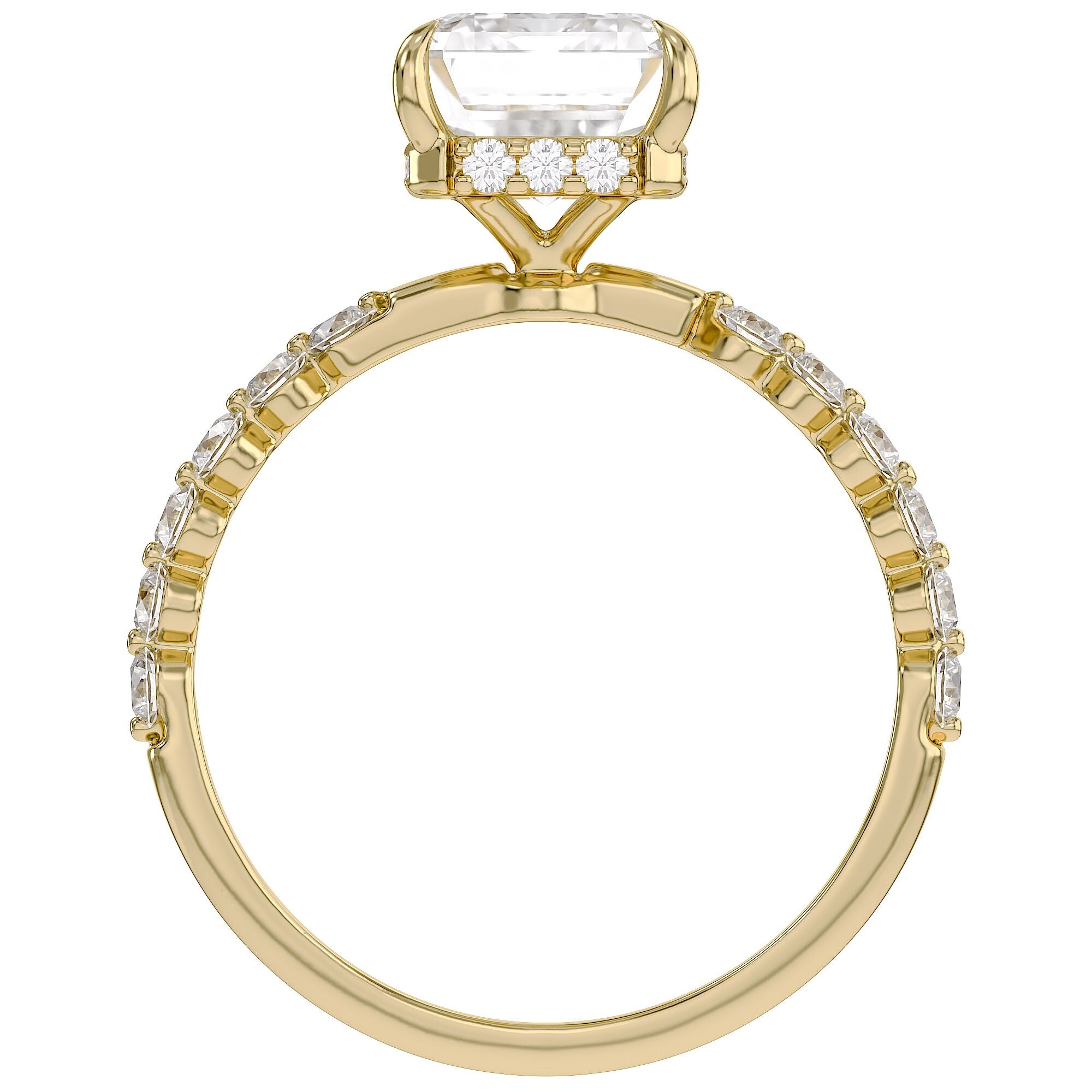 Half Eternity Solitaire Lab Grown Diamond Engagement Ring