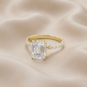 Half Eternity Solitaire Lab Grown Diamond Engagement Ring