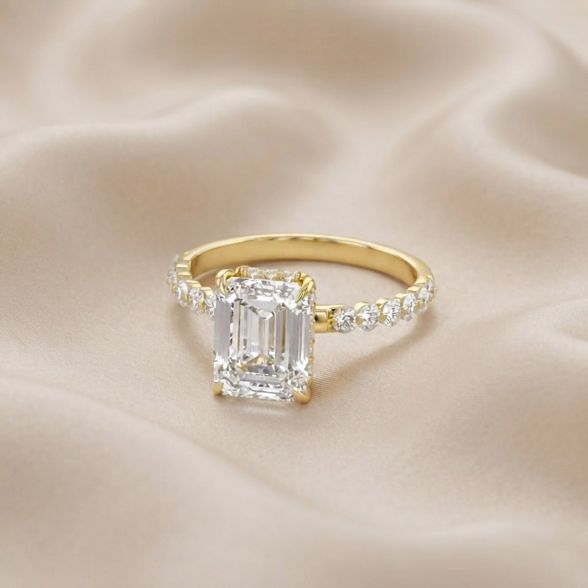 Half Eternity Solitaire Lab Grown Diamond Engagement Ring