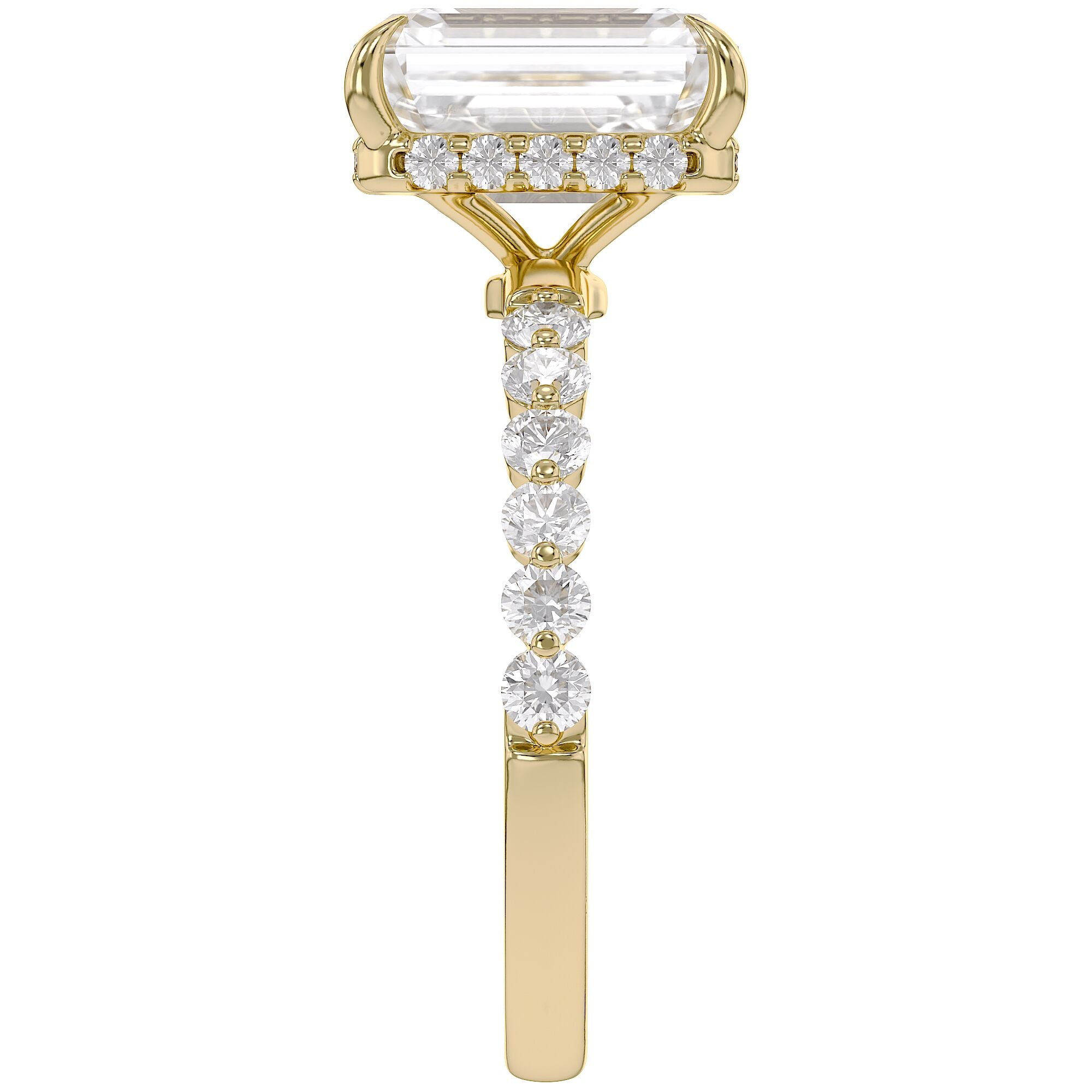 Half Eternity Solitaire Lab Grown Diamond Engagement Ring