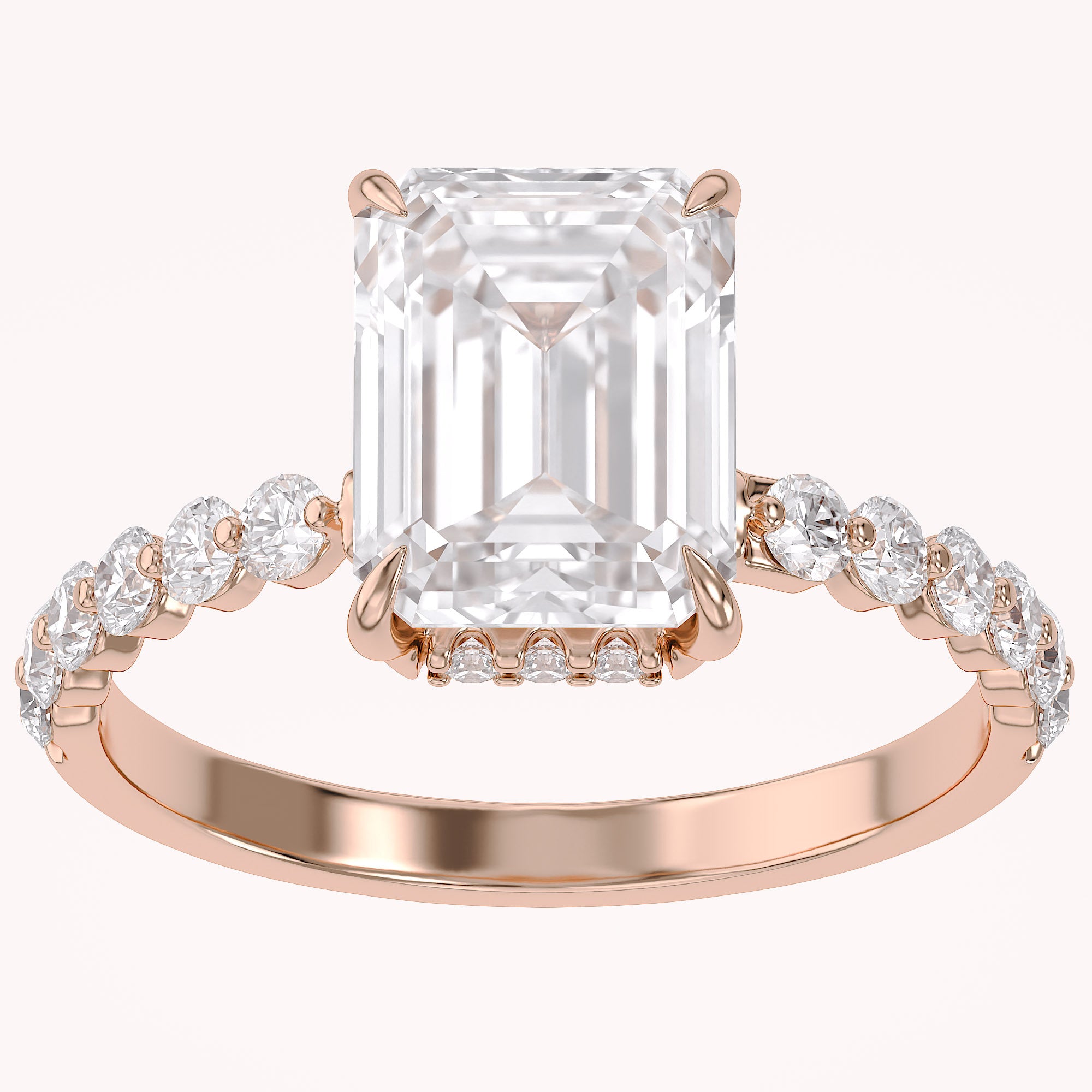 Half Eternity Solitaire Lab Grown Diamond Engagement Ring