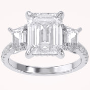 3 Stone Hidden Halo Lab Grown Diamond Engagement Ring