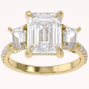3 Stone Hidden Halo Lab Grown Diamond Engagement Ring