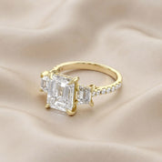 3 Stone Hidden Halo Lab Grown Diamond Engagement Ring