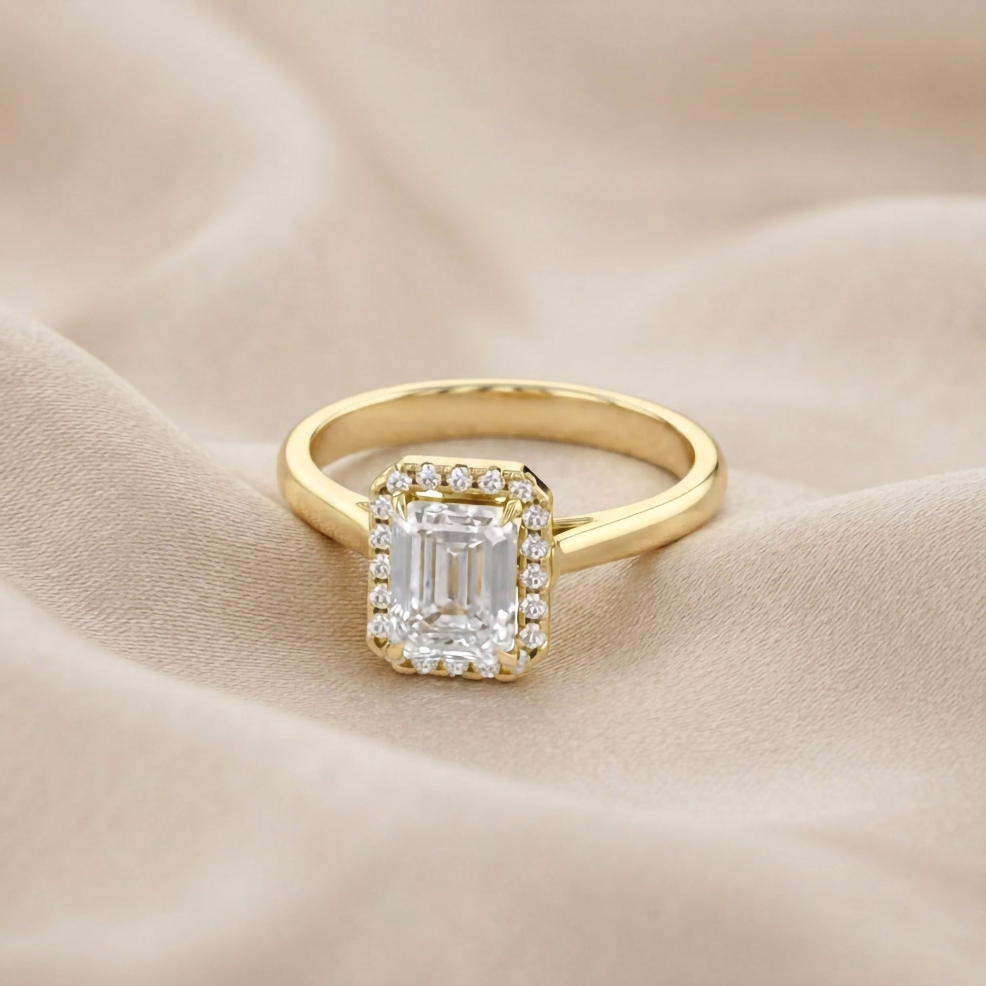 Radiant Cut Halo Solitaire Lab Grown Diamond Engagement Ring