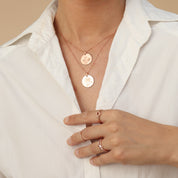 Flower Disc Charm Pendant Necklace 18K Gold Plated