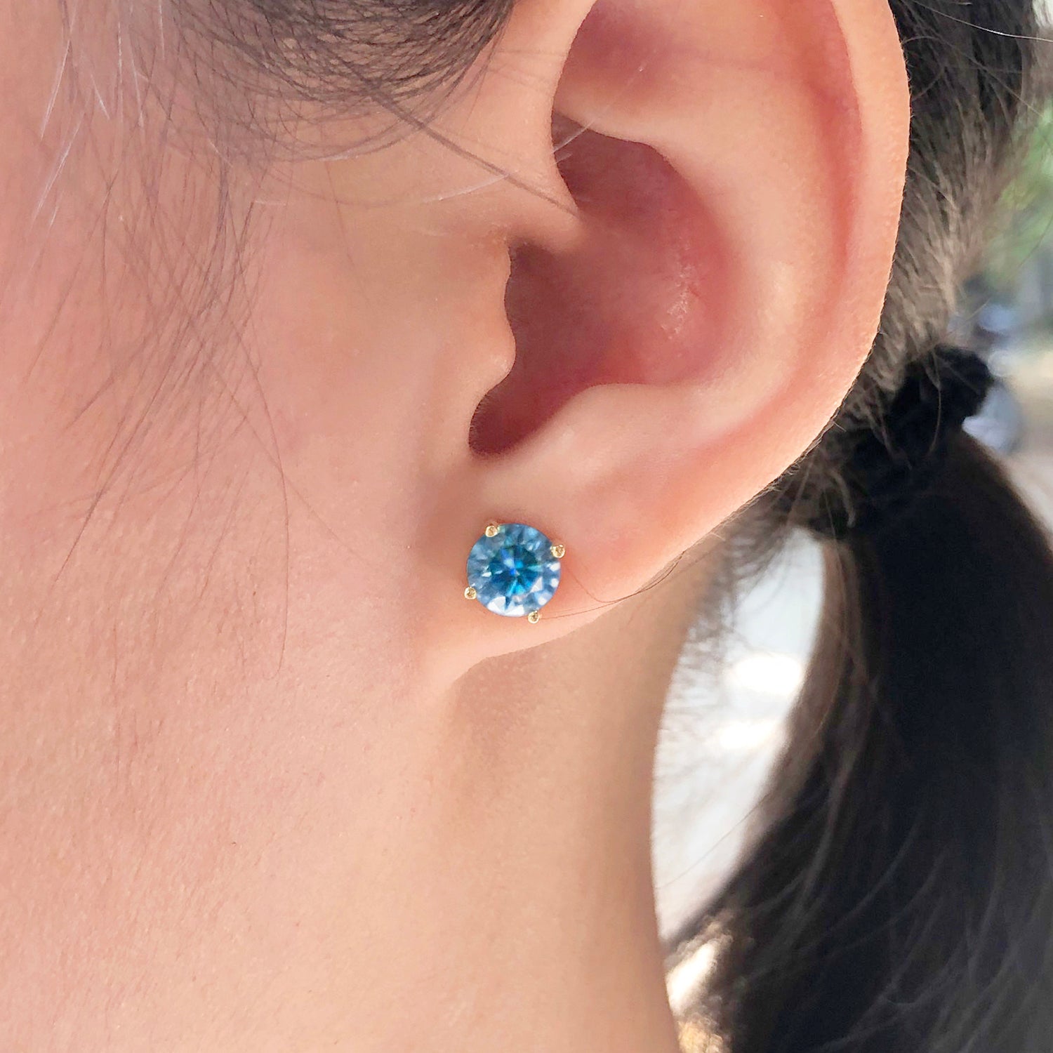 Solitaire Stud Earrings Simulated Birthstone 925 Sterling Silver