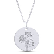 Flower Disc Charm Pendant Necklace 18K Gold Plated