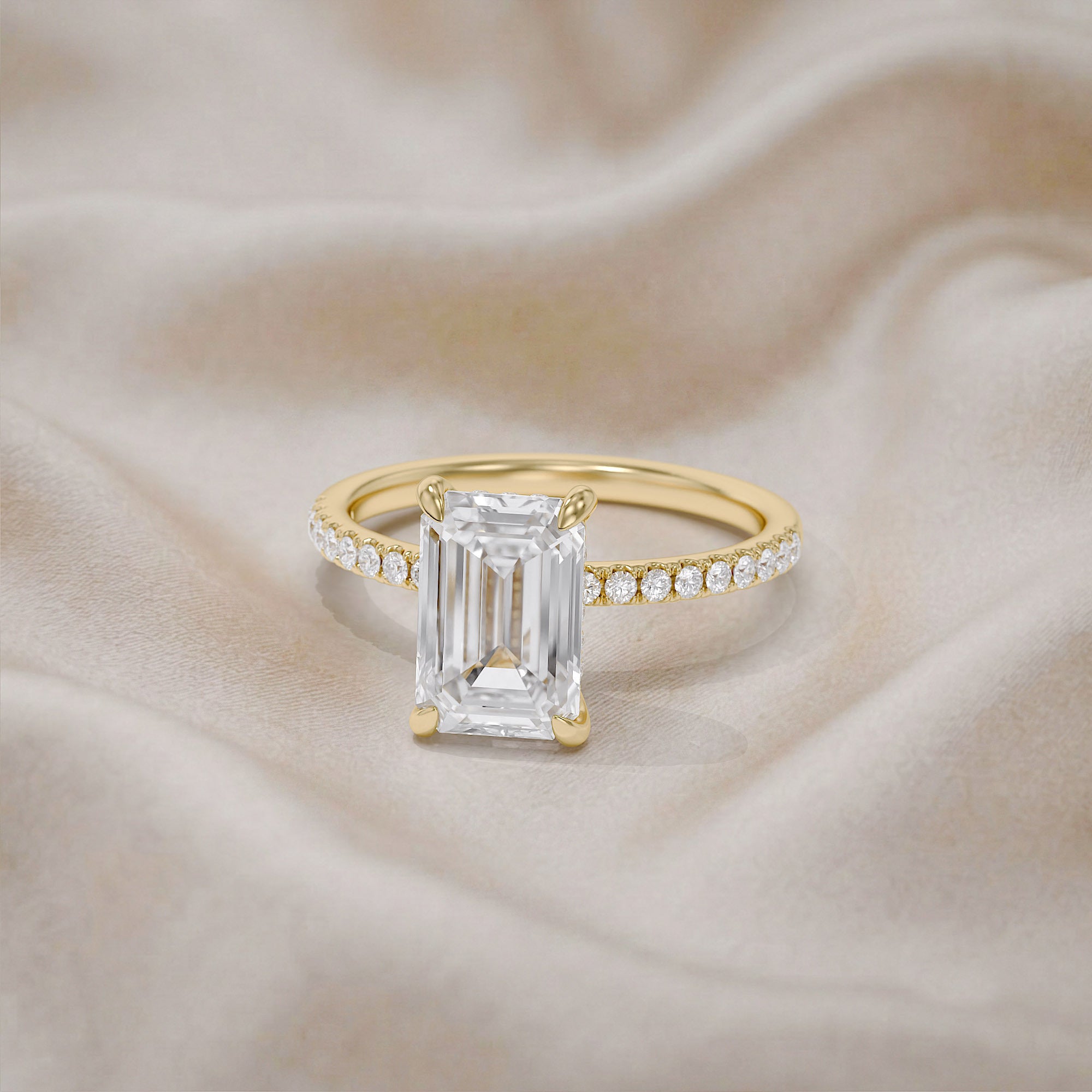 Hidden Halo Solitaire Engagement Ring 2.80 Carat Lab Grown Diamond