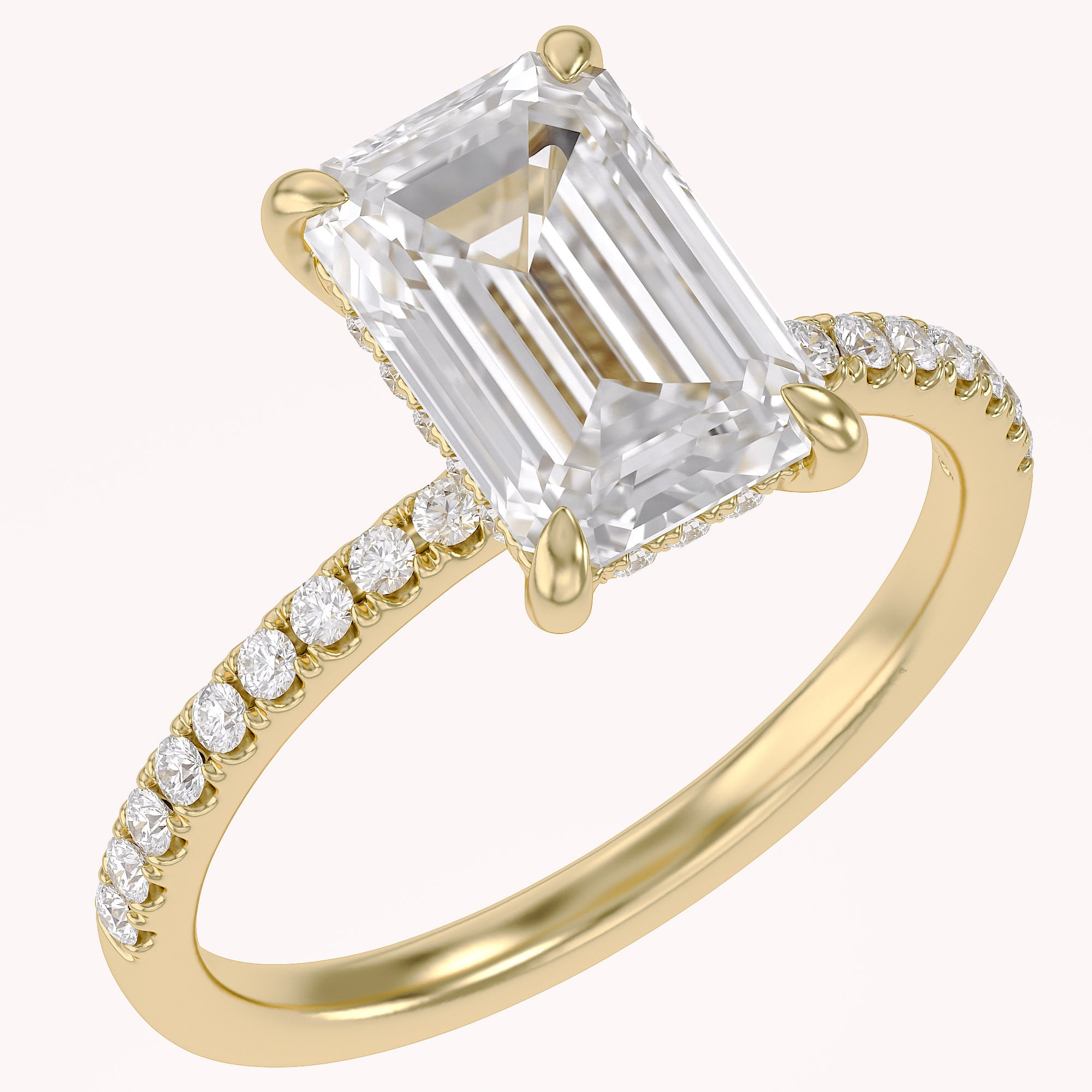 Hidden Halo Solitaire Engagement Ring 2.80 Carat Lab Grown Diamond