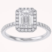 Halo Solitaire Engagement Ring 8X6mm Lab Grown Diamond