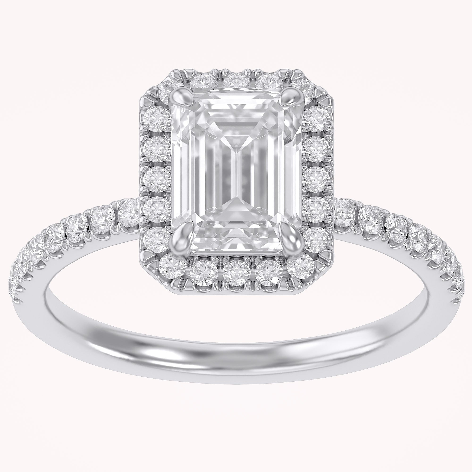 Halo Solitaire Engagement Ring 8X6mm Lab Grown Diamond