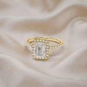 Halo Solitaire Engagement Ring 8X6mm Lab Grown Diamond