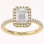 Halo Solitaire Engagement Ring 8X6mm Lab Grown Diamond