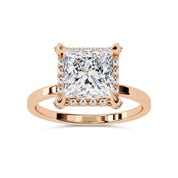 Halo Solitaire Engagement Ring Princess & Round Lab Grown Diamond