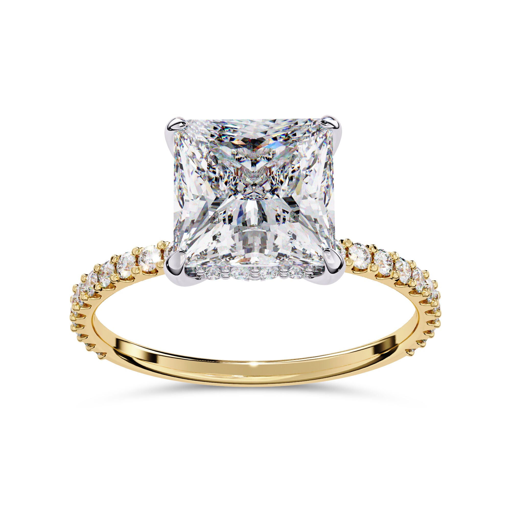 Hidden Solitaire Engagement Ring 2.75 Carat Lab Grown Diamond