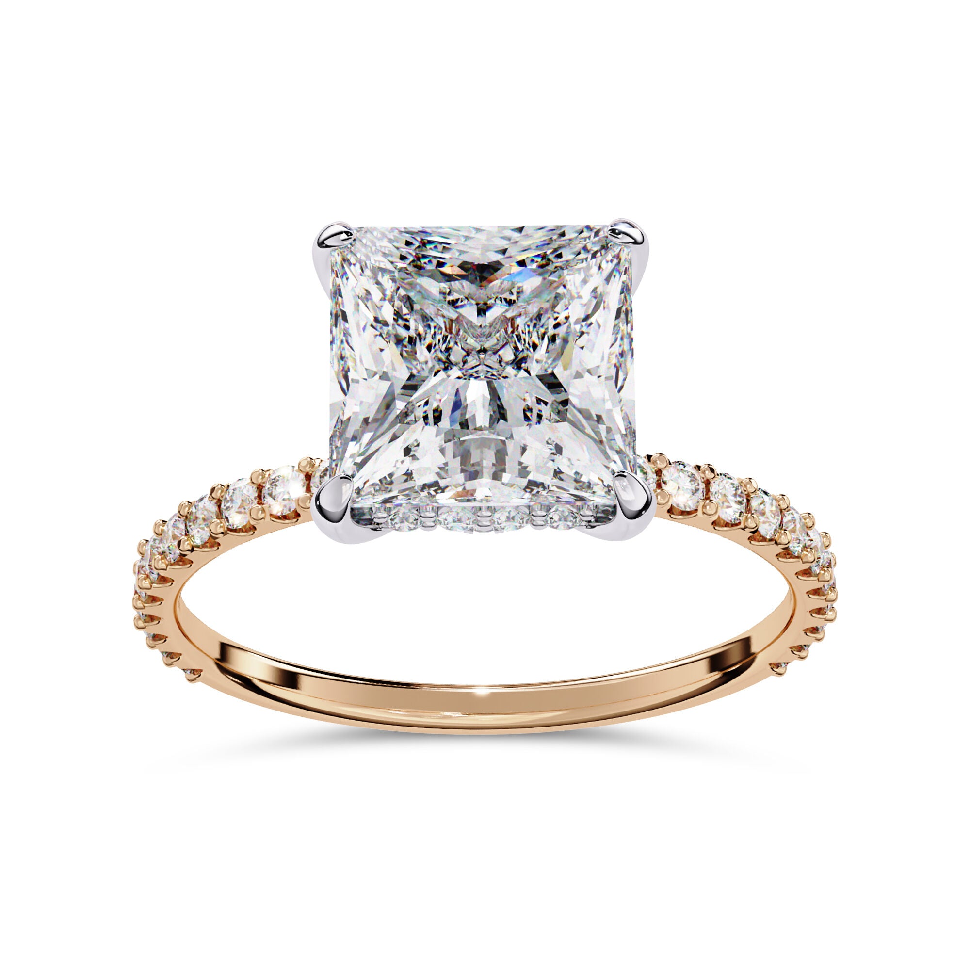 Hidden Solitaire Engagement Ring 2.75 Carat Lab Grown Diamond