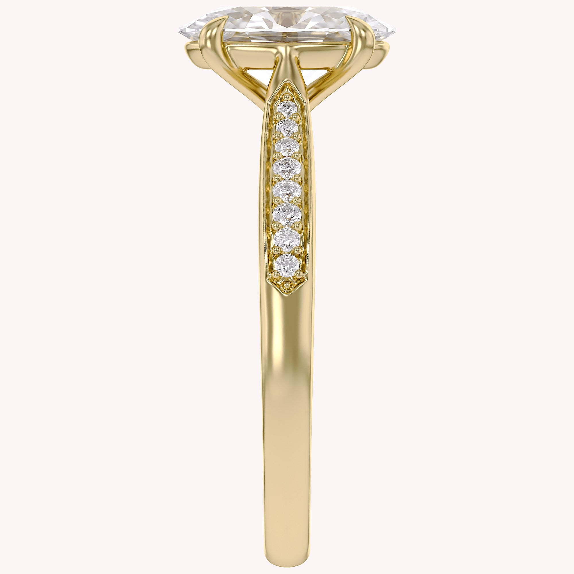 Solitaire Engagement Ring 10.5x7mm Oval & Round Lab Grown Diamond