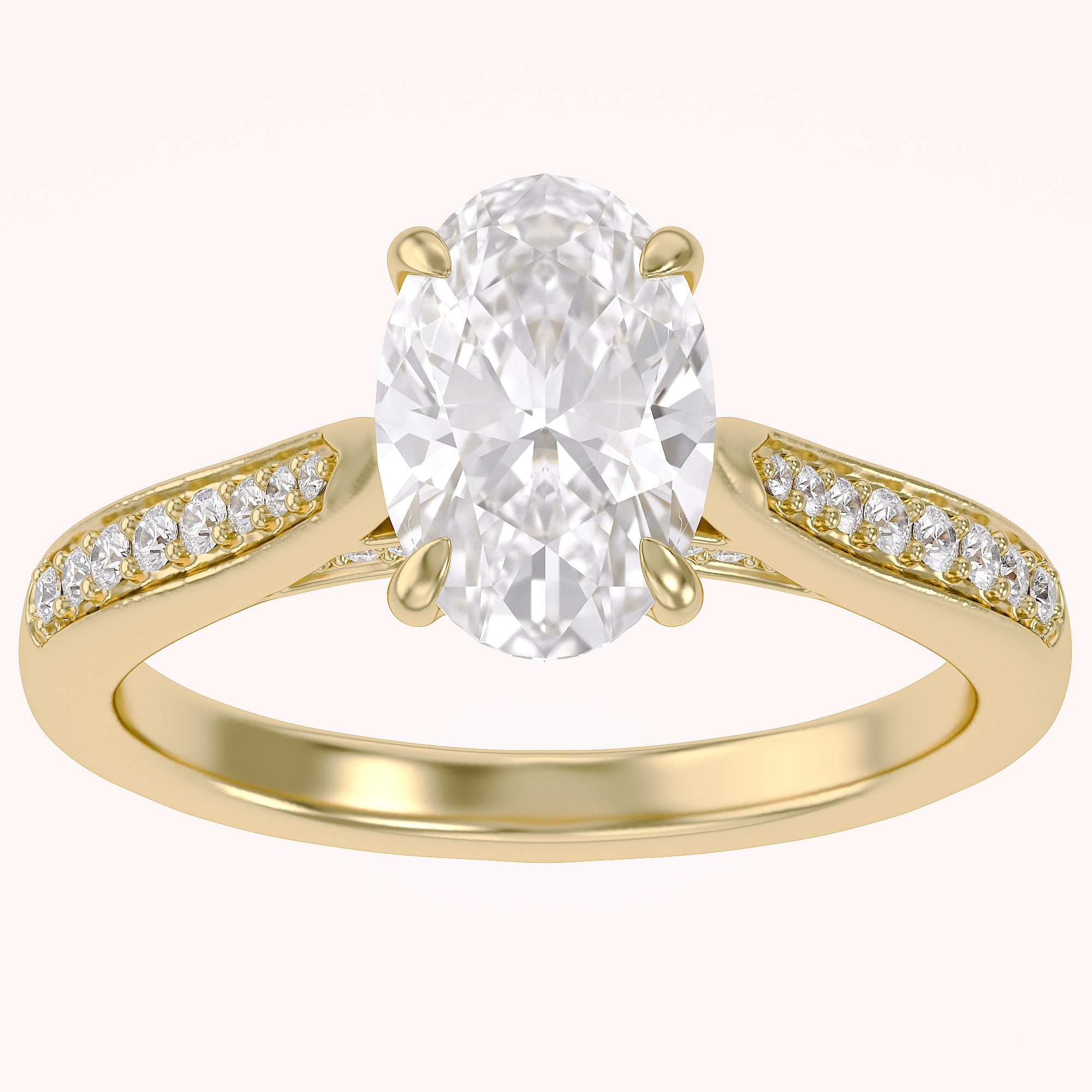 Solitaire Engagement Ring 10.5x7mm Oval & Round Lab Grown Diamond