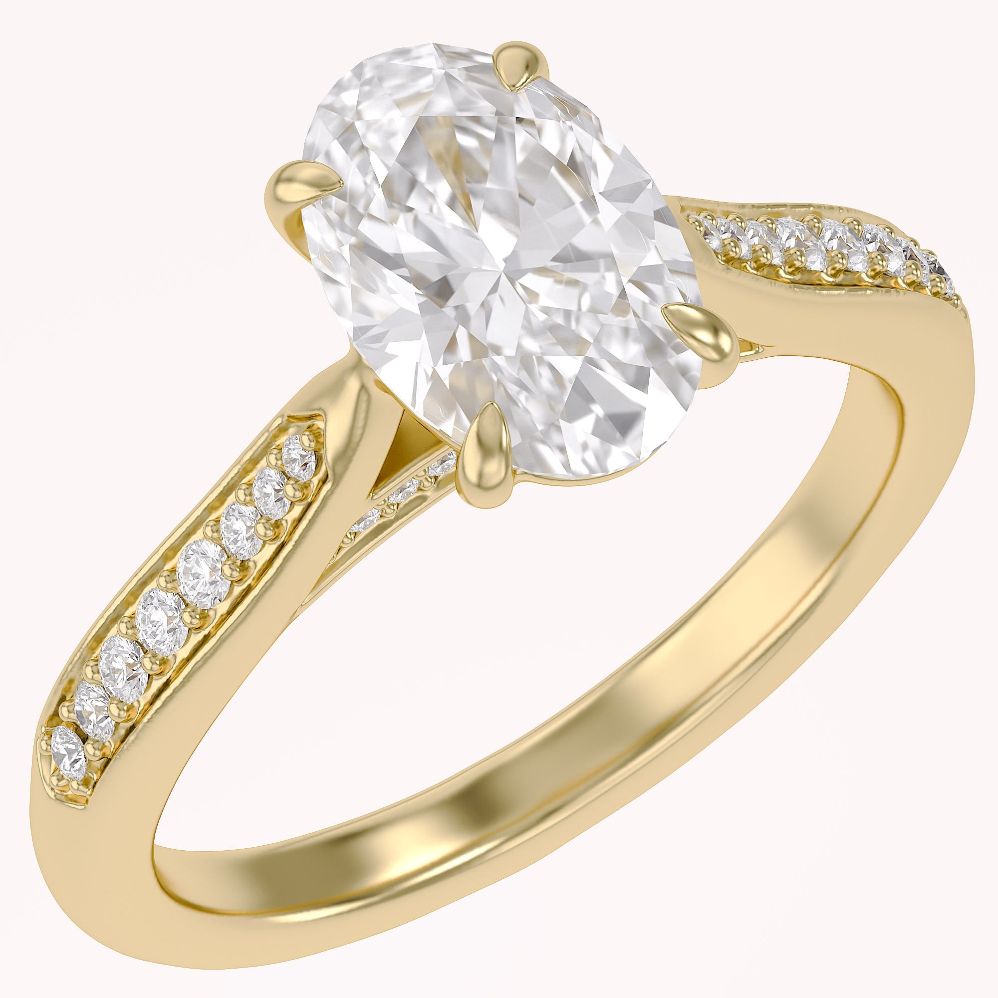 Solitaire Engagement Ring 10.5x7mm Oval & Round Lab Grown Diamond
