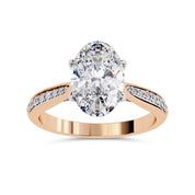 Solitaire Engagement Ring 10.5x7mm Oval & Round Lab Grown Diamond