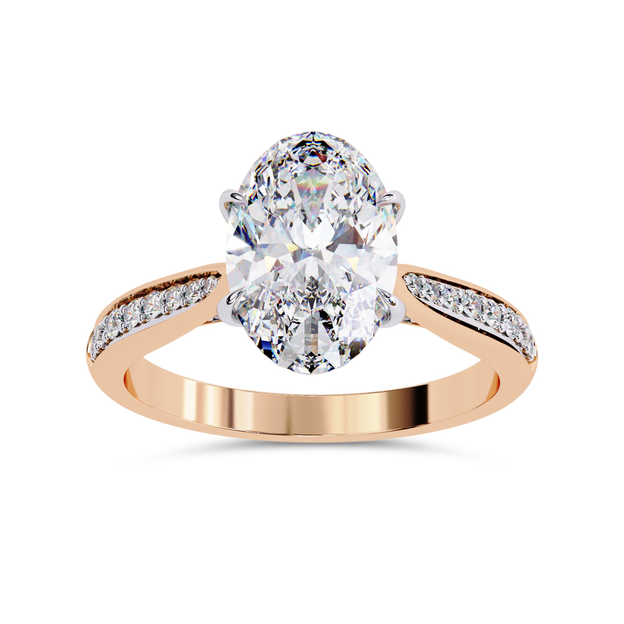 Solitaire Engagement Ring 10.5x7mm Oval & Round Lab Grown Diamond