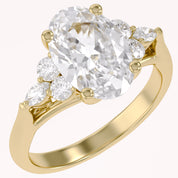 3 Stone Solitaire Engagement Ring Center 10X8mm Lab Grown Diamond