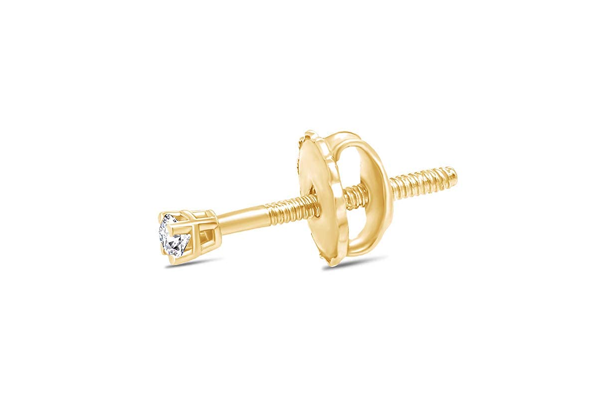 Natural Diamond Mini Stud Screw Back Earring in 14k Solid Gold | Cartilage Diamond Stud Earrings | Single or Pair | Very Small 1.7MM