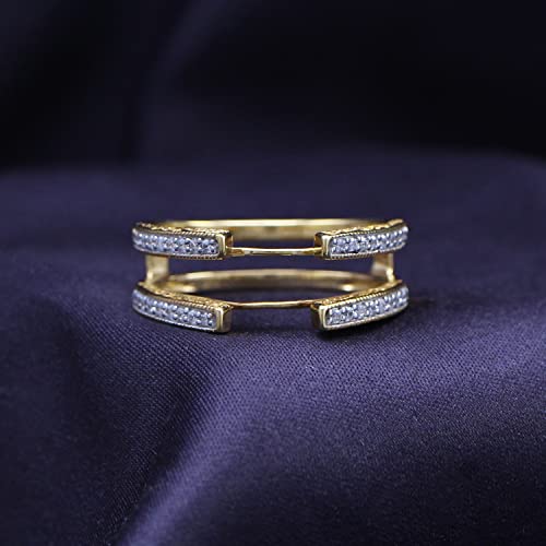 Cathedral Guard Enhancer Wedding Ring Cubic Zirconia Sterling Silver