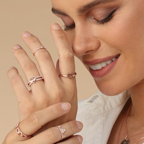 14K Gold Over Sterling Silver Open Heart Ring Gift For Her