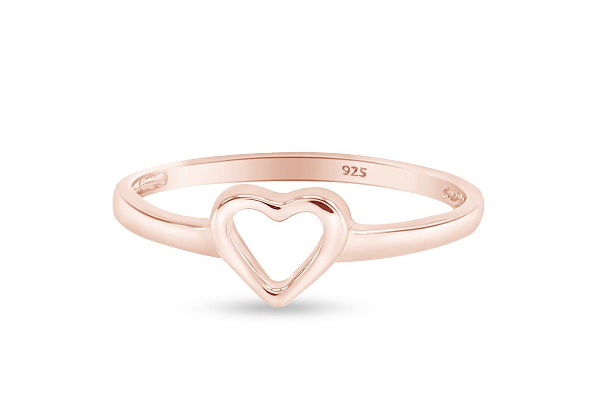 14K Gold Over Sterling Silver Open Heart Ring Gift For Her
