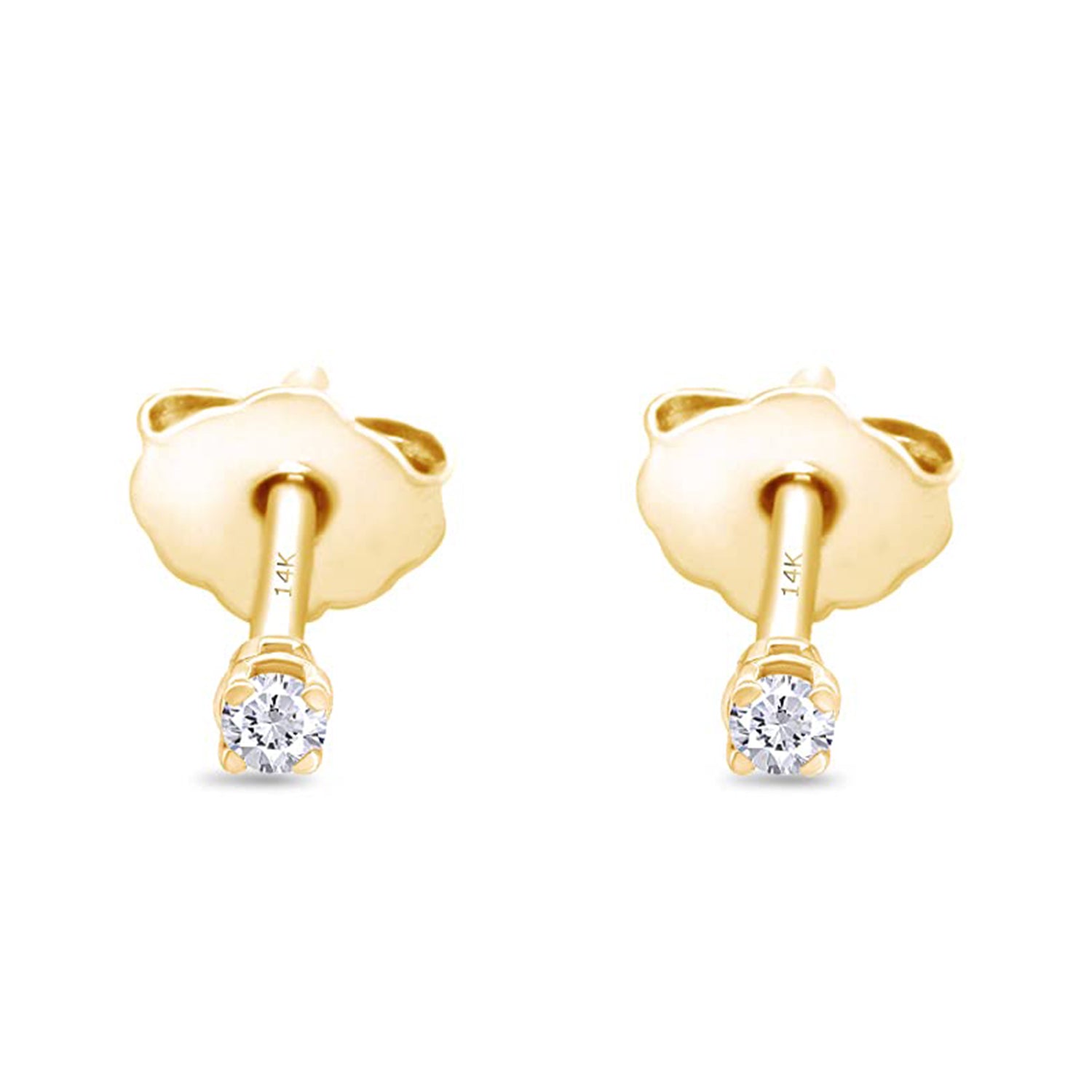 Round Natural Diamond Stud (IGI Certified 0.70 ct & up) Plus Quality Friction Back Earrings in 14k Solid Gold, 0.04 Ctw - 2.00 Ctw Gift For Her